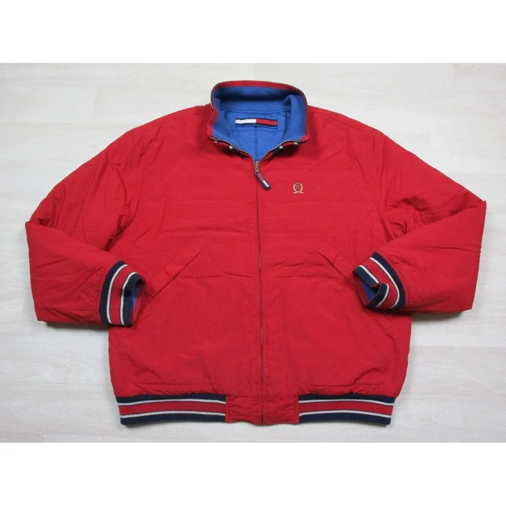 Vintage Tommy Hilfiger Down Puffer Jacket Reversible, Red‎ & Blue, Size (XL)